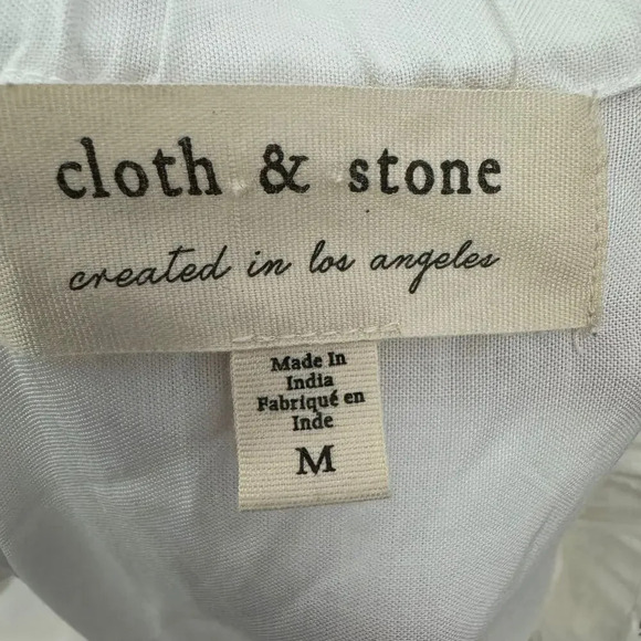 Cloth & Stone Women's One Piece Jumpsuit M White 100% Tencel Wide Legs Pockets - Picture 2 of 9